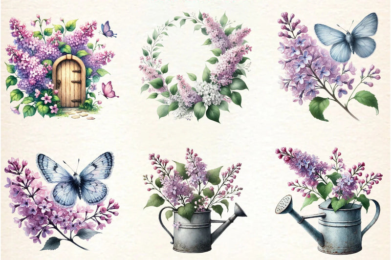 Spring Lilac Flower Clipart Bundle - CraftNest - Digital Crafting and Art