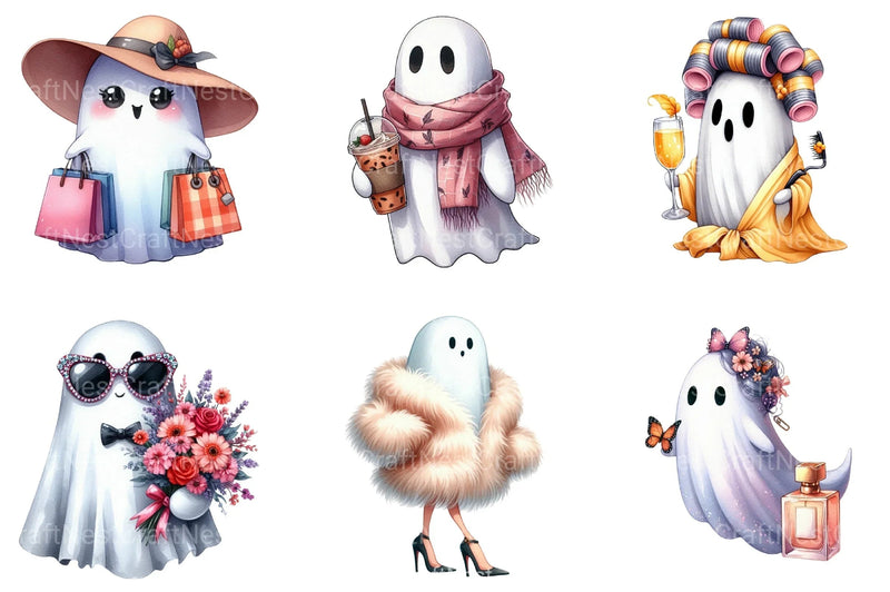 Cute Boujee Ghost Clipart Bundle - CraftNest - Digital Crafting and Art