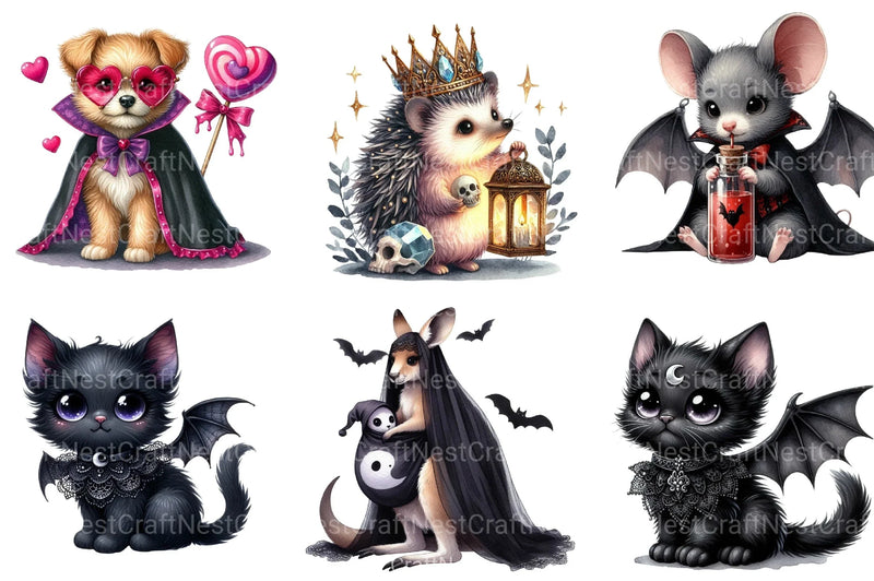Cute Halloween Gothic Animals Clipart Bundle - CraftNest - Digital Crafting and Art