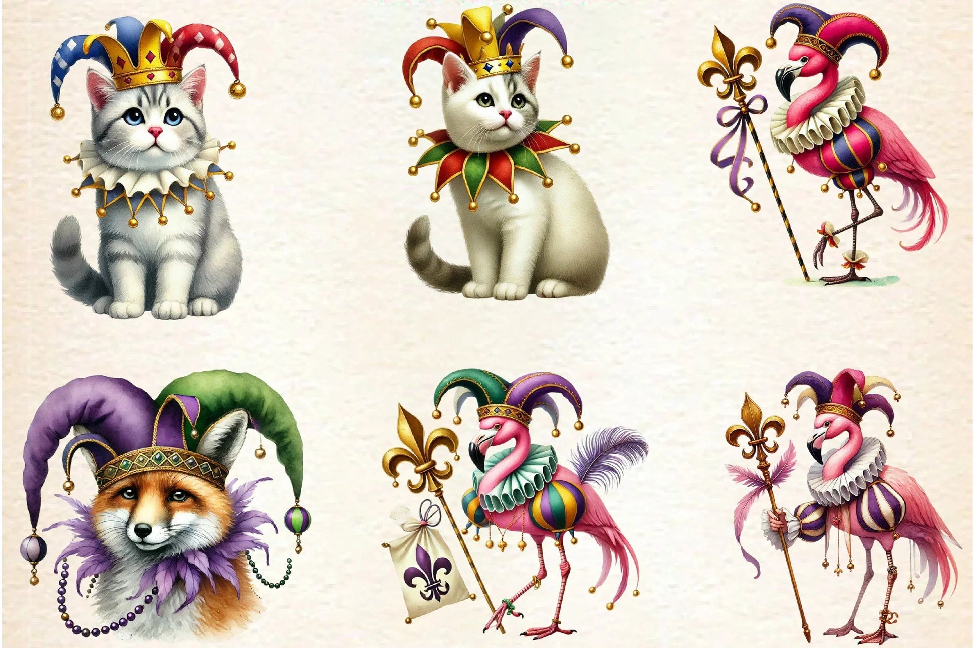 Mardi Gras Animal Clipart Bundle - CraftNest - Digital Crafting and Art