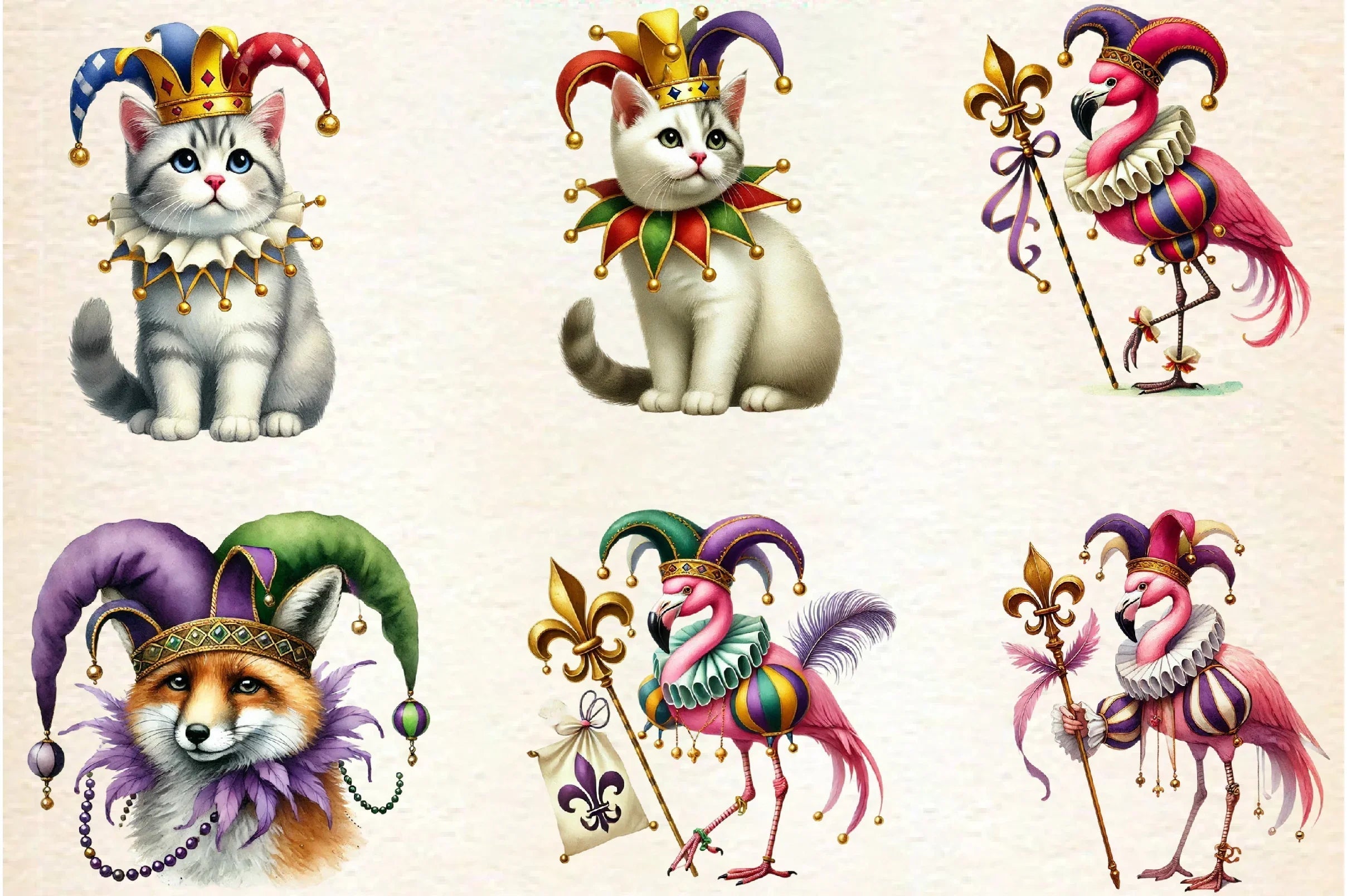 Mardi Gras Animal Clipart Bundle - CraftNest - Digital Crafting and Art