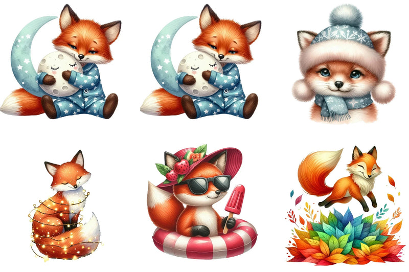 Cute Fox Clipart Bundle - CraftNest - Digital Crafting and Art