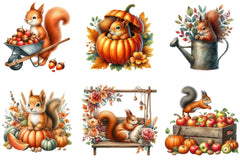 Fall Squirrel Garden Clipart Bundle - CraftNest - Digital Crafting and Art