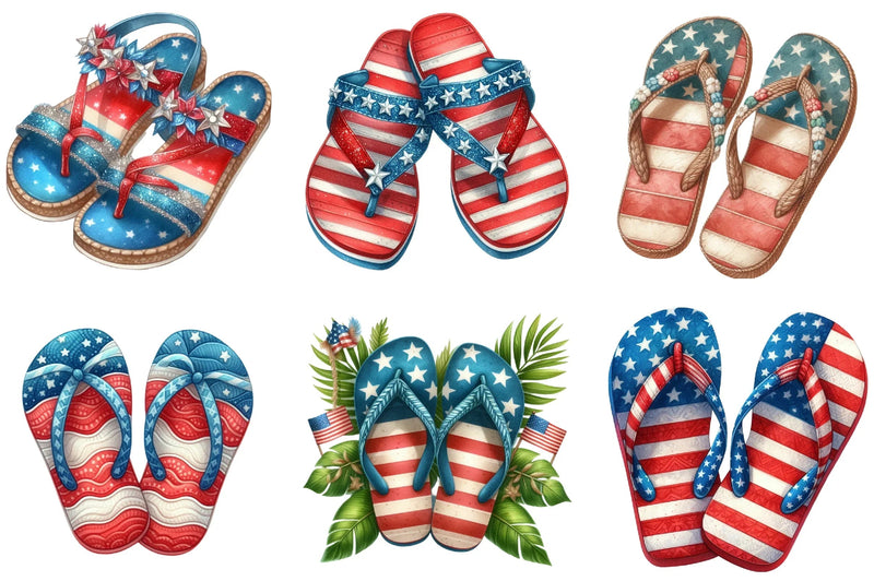 4th of July Flip Flops Clipart Bundle - CraftNest - Digital Crafting and Art