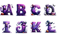 Purple Halloween Monster Alphabet Clipart Bundle - CraftNest - Digital Crafting and Art