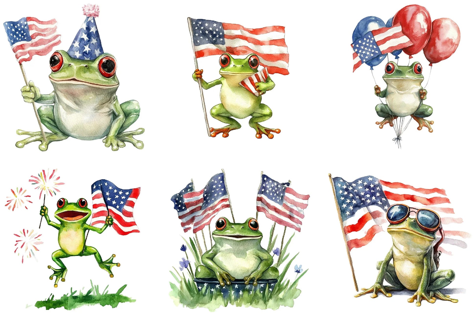 Cute American Flag Frog Clipart Bundle - CraftNest - Digital Crafting and Art
