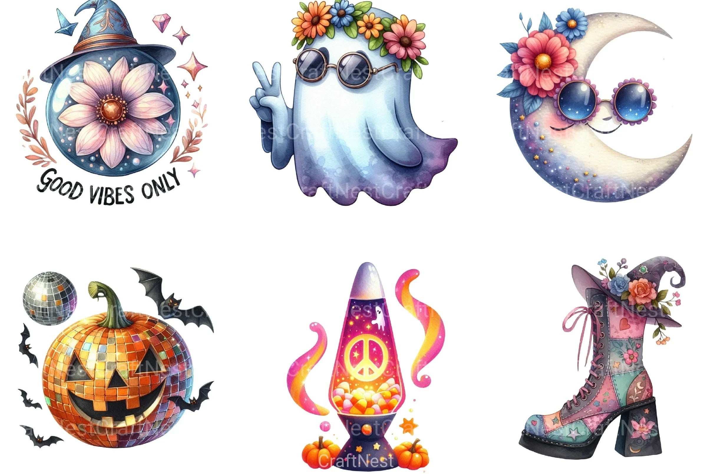 Groovy Halloween Day Clipart Bundle 2 - CraftNest - Digital Crafting and Art