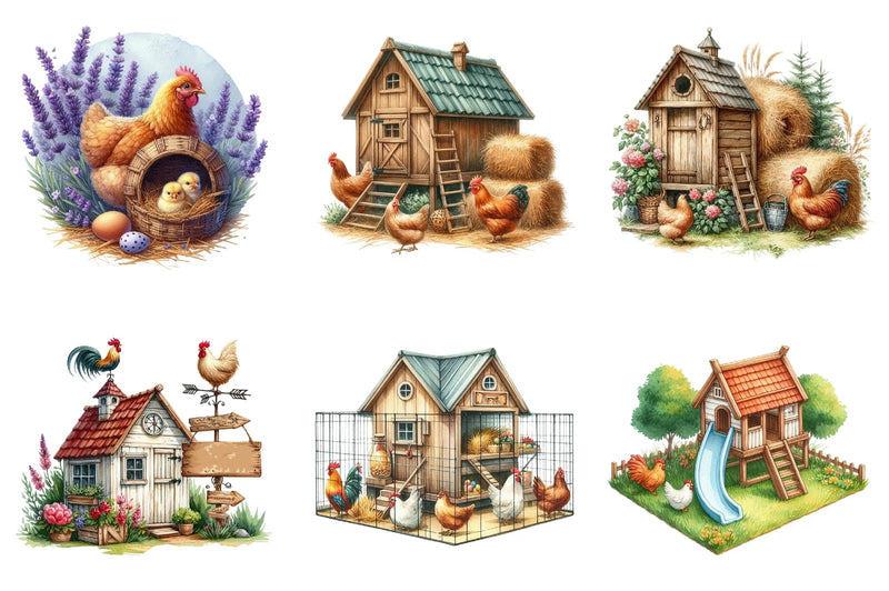 Chicken Coop Clipart Bundle - CraftNest - Digital Crafting and Art