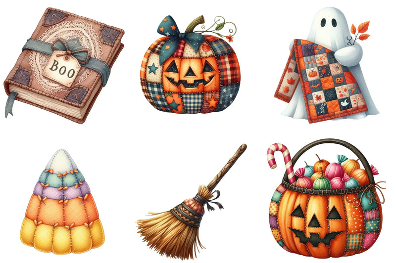 Patchwork Halloween Clipart Bundle - CraftNest - Digital Crafting and Art