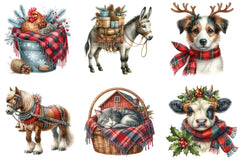 Vintage Christmas Farm Animal Clipart Bundle - CraftNest - Digital Crafting and Art