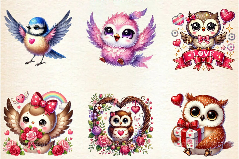 Cute Kawaii Owl Valentine Clipart Bundle 77 - CraftNest - Digital Crafting and Art
