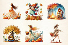 Autumn Girl Clipart Bundle - CraftNest - Digital Crafting and Art
