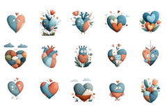 Patchwork Heart Valentine Clipart Bundle - CraftNest - Digital Crafting and Art
