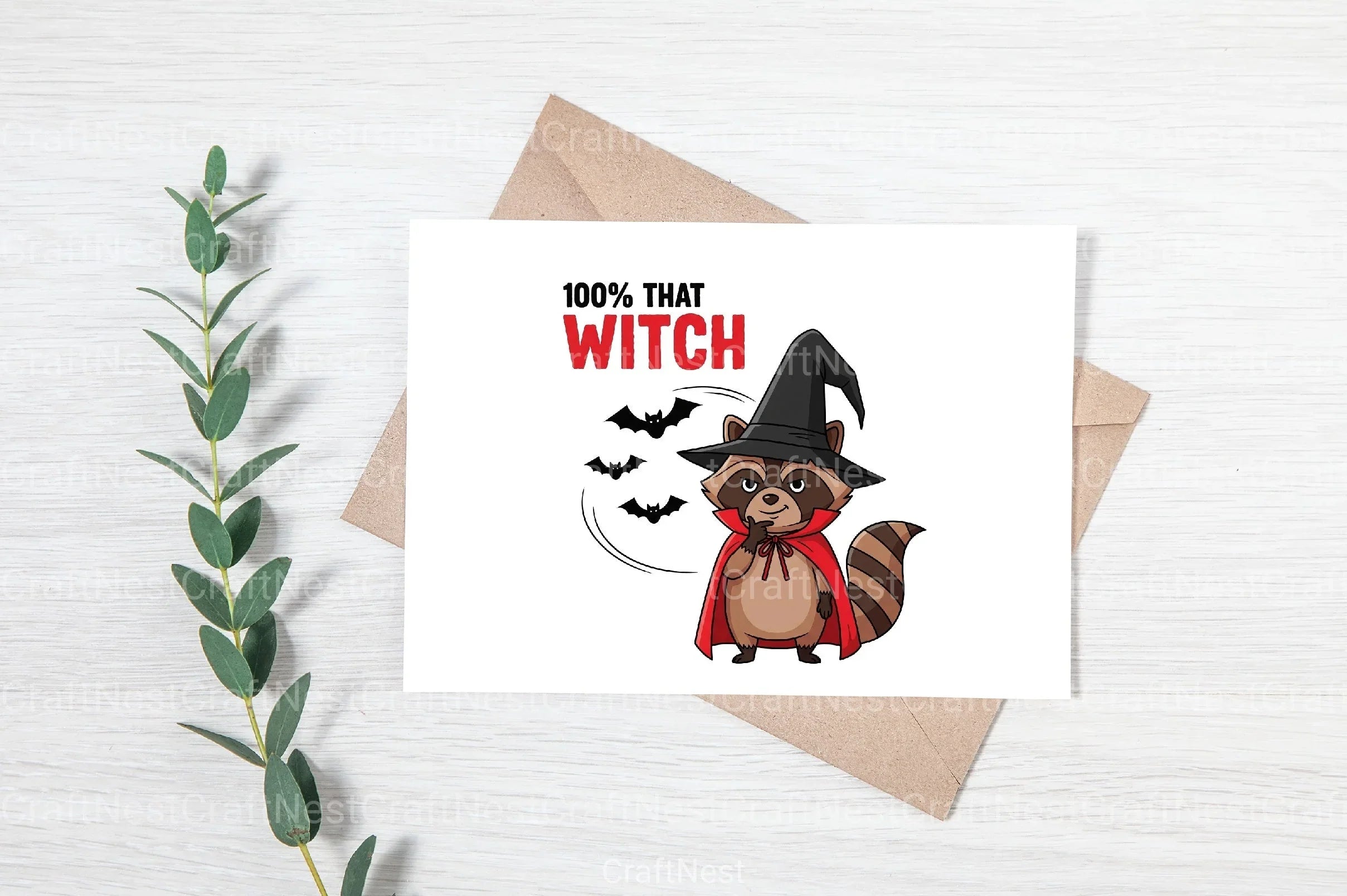 Funny Halloween Witch Sarcastic Raccoon Clipart Bundle