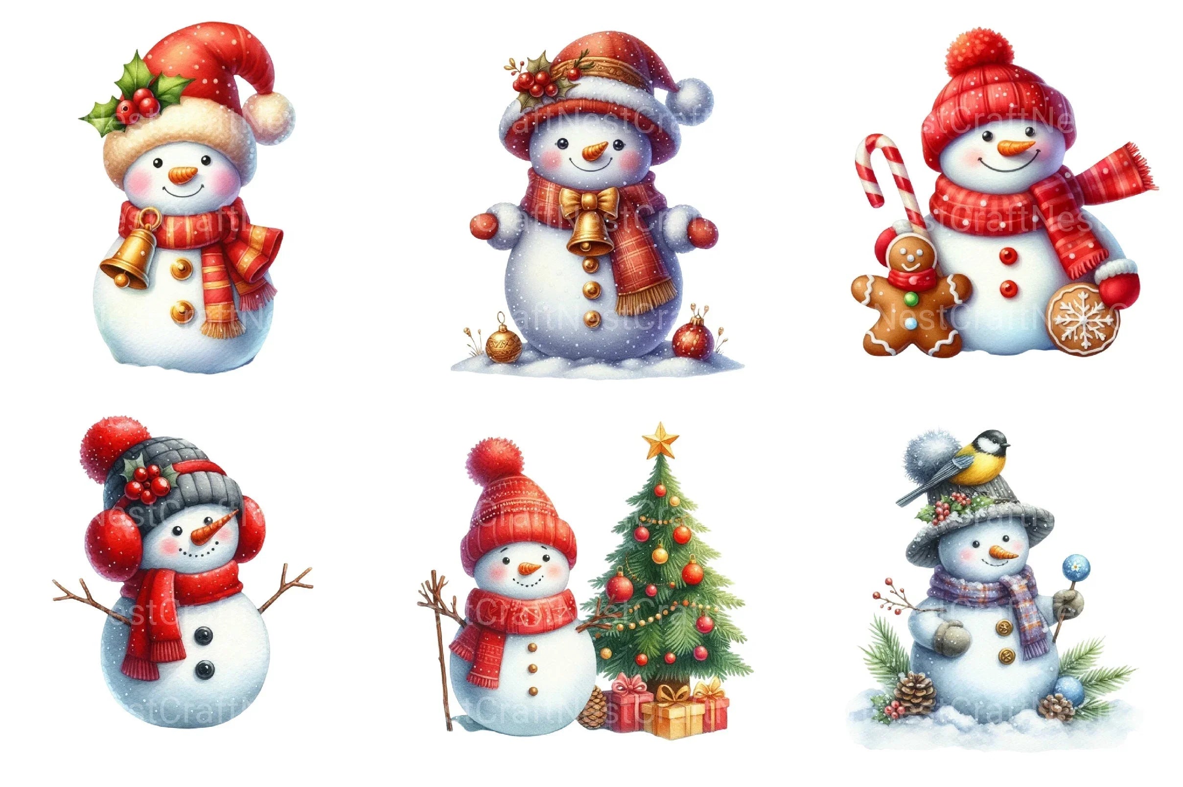 Christmas Snowman Clipart Bundle 1 - CraftNest - Digital Crafting and Art