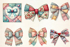 Patchwork Valentine's Day Bow Clipart Bundle - CraftNest - Digital Crafting and Art