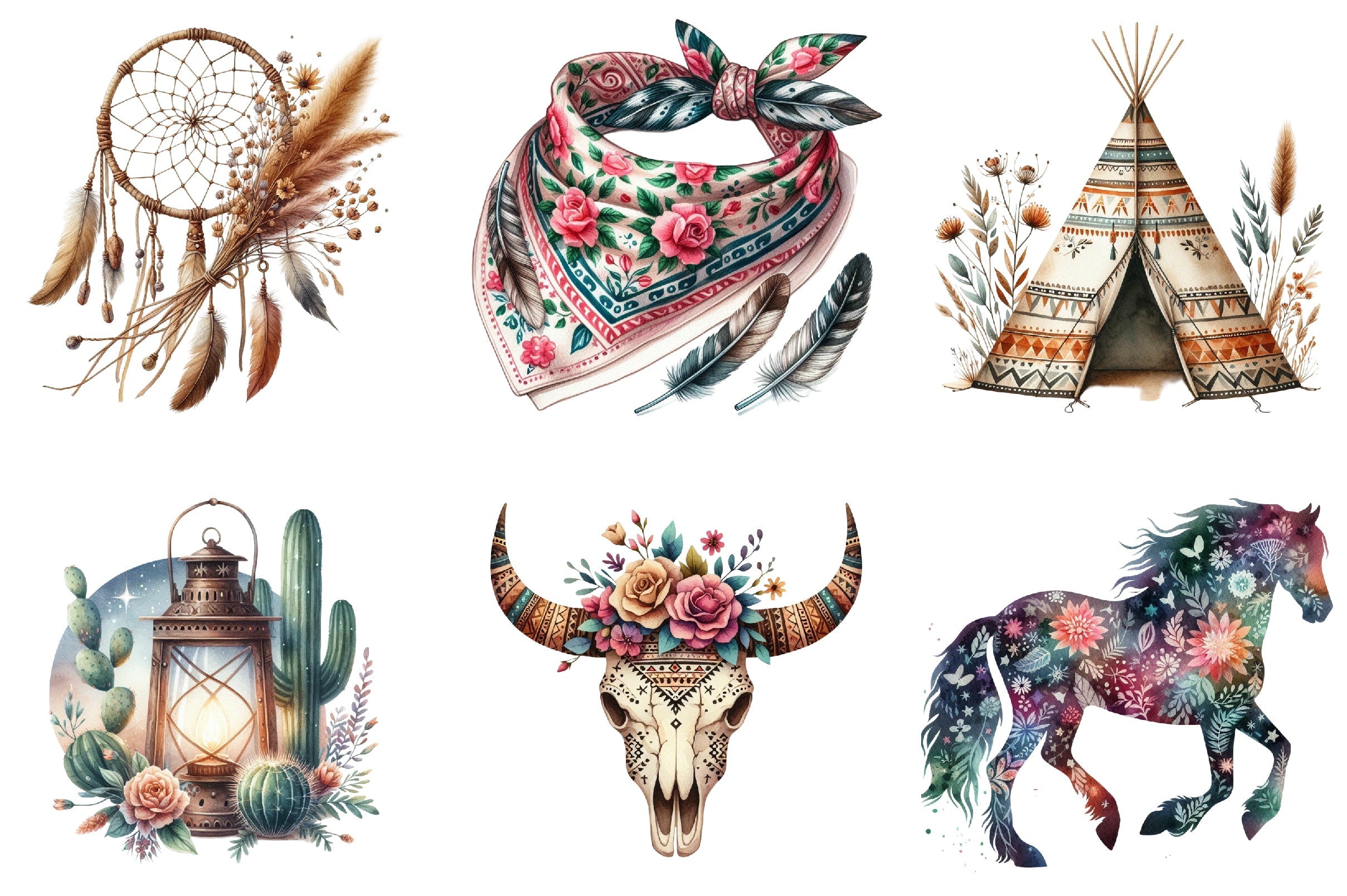 Western Boho Clipart Bundle