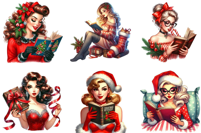 Christmas Pin-Up Girls Clipart Bundle - CraftNest - Digital Crafting and Art
