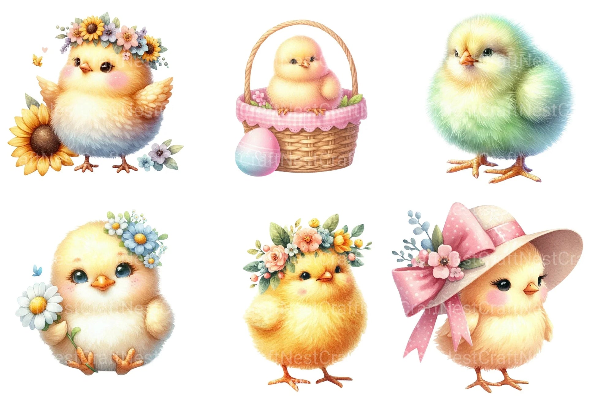 Pastel Chicks Clipart Bundle - CraftNest - Digital Crafting and Art