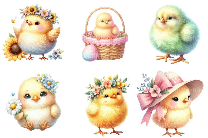 Pastel Chicks Clipart Bundle - CraftNest - Digital Crafting and Art