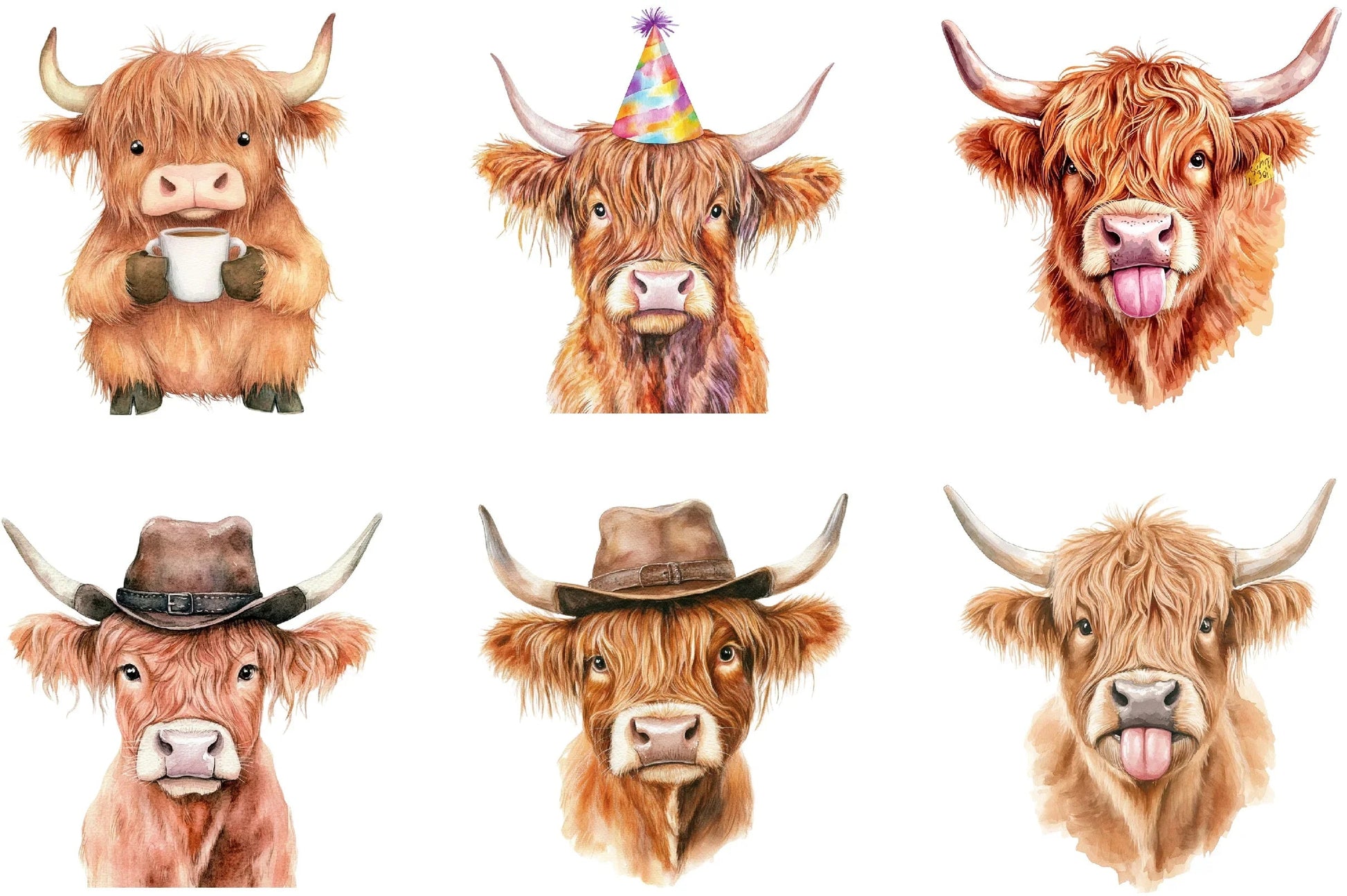 Funny Highland Cow Clipart Bundle - CraftNest - Digital Crafting and Art