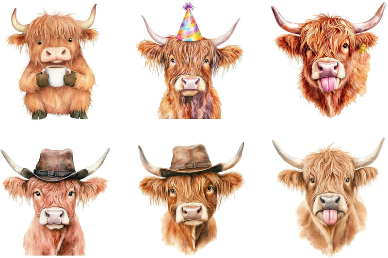 Funny Highland Cow Clipart Bundle - CraftNest - Digital Crafting and Art