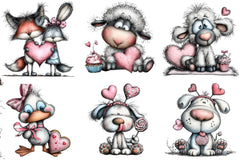Whimsical Valentine Animals Clipart Bundle - CraftNest - Digital Crafting and Art