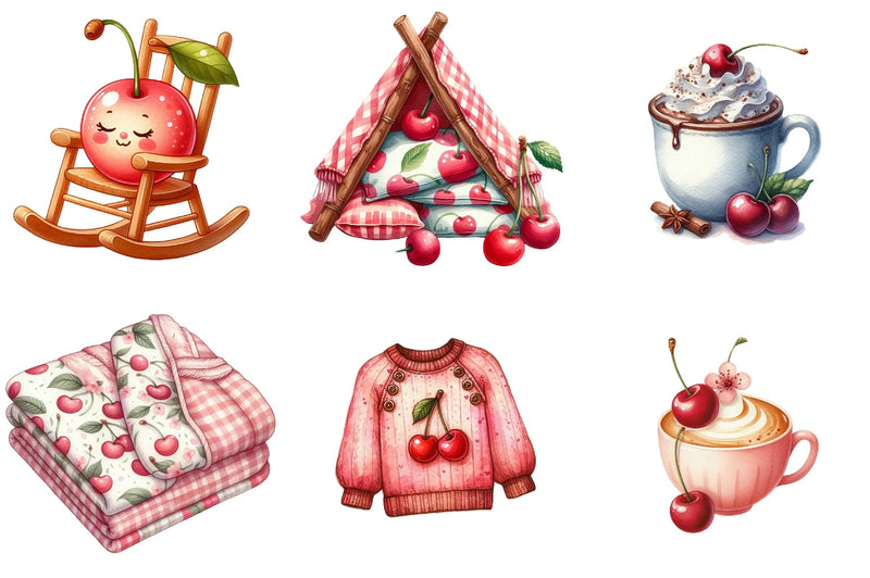 Cozy Cherry Joy Clipart Bundle - CraftNest - Digital Crafting and Art