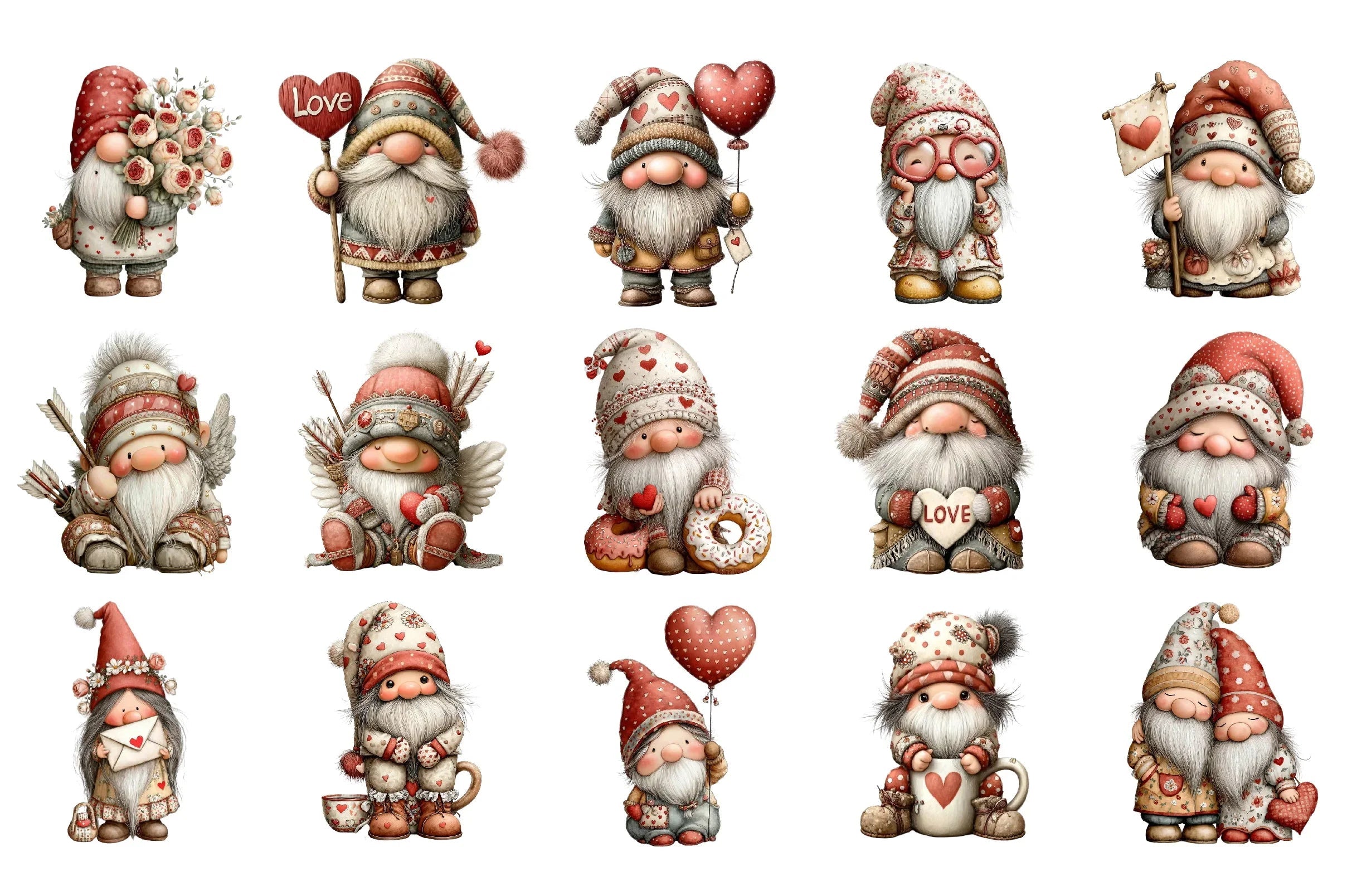 Valentine Gnomes Clipart Bundle - CraftNest - Digital Crafting and Art