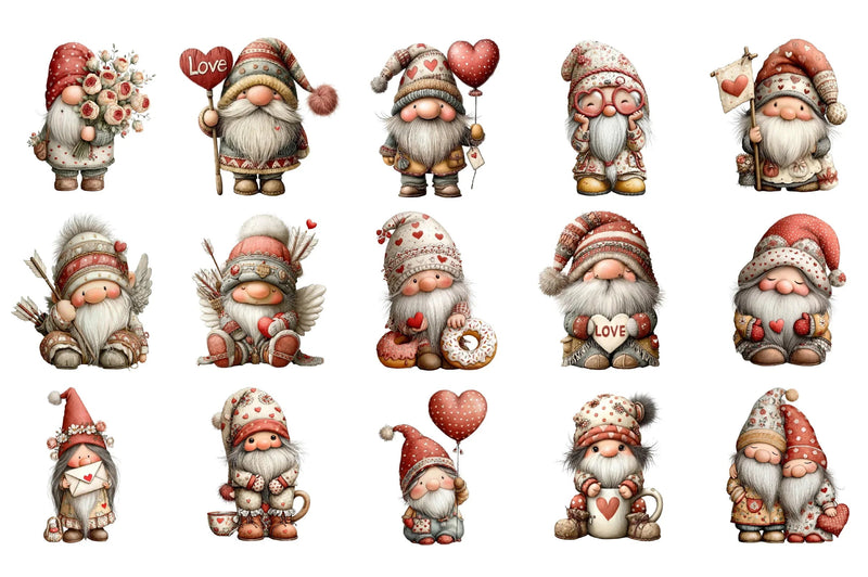 Valentine Gnomes Clipart Bundle - CraftNest - Digital Crafting and Art