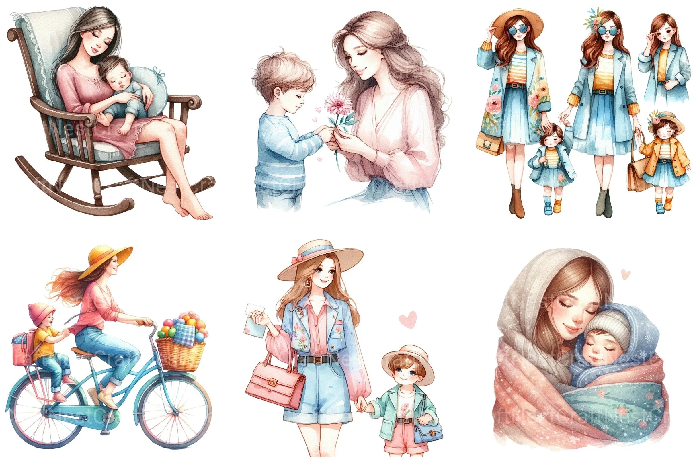 Mommy and Child Clipart Bundle - CraftNest - Digital Crafting and Art