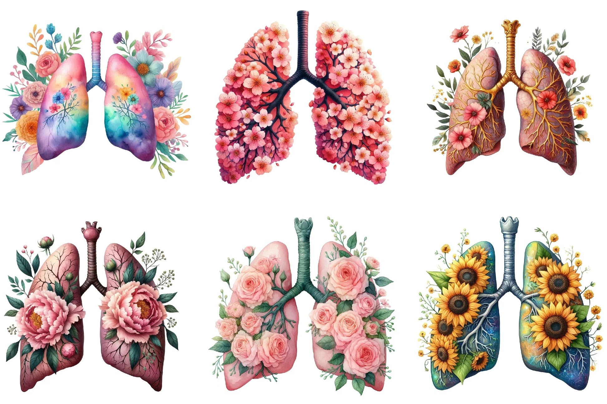 Floral Lung Clipart Bundle - CraftNest - Digital Crafting and Art