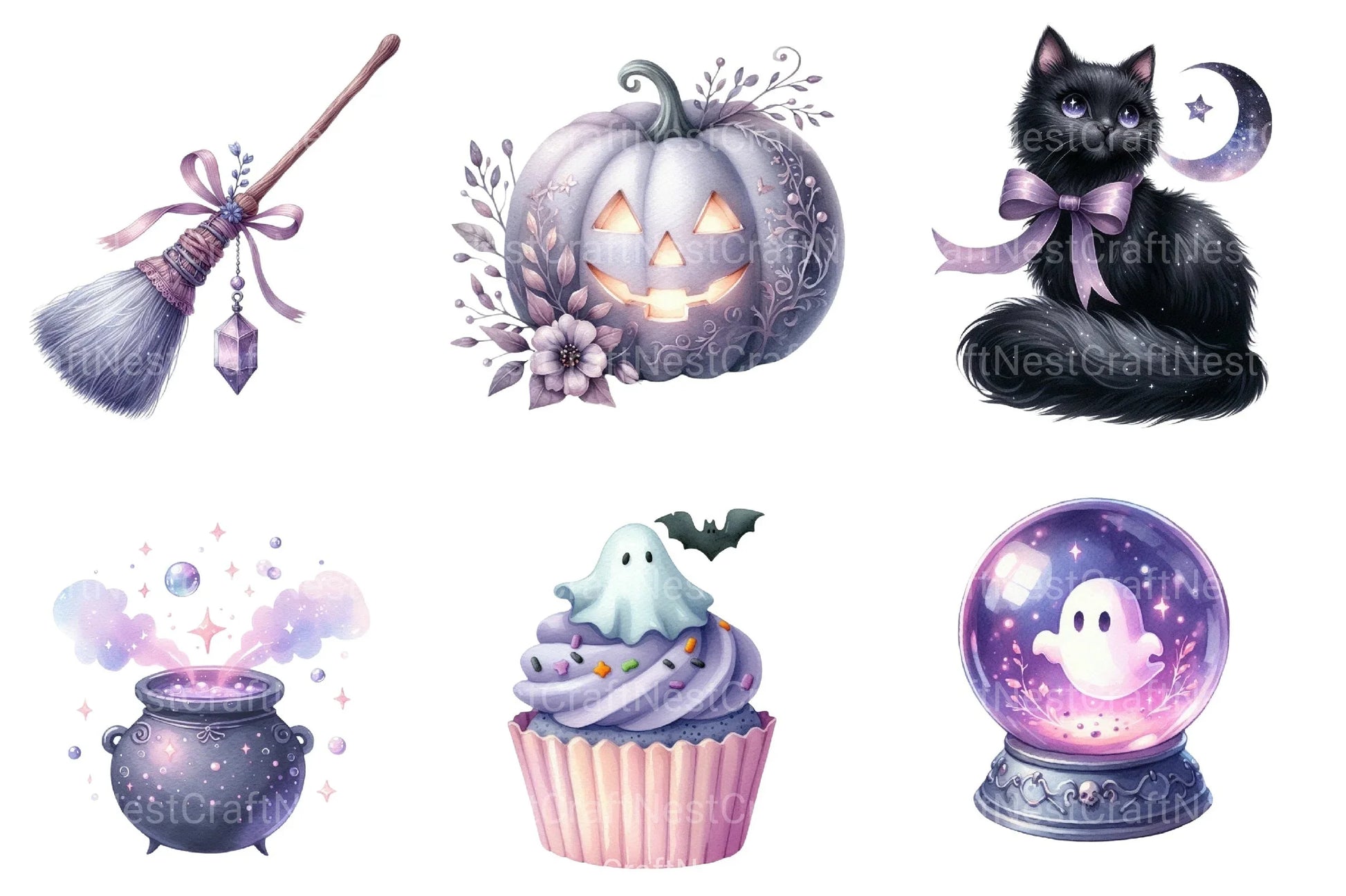 Green & White Halloween Clipart Bundle 2 - CraftNest - Digital Crafting and Art