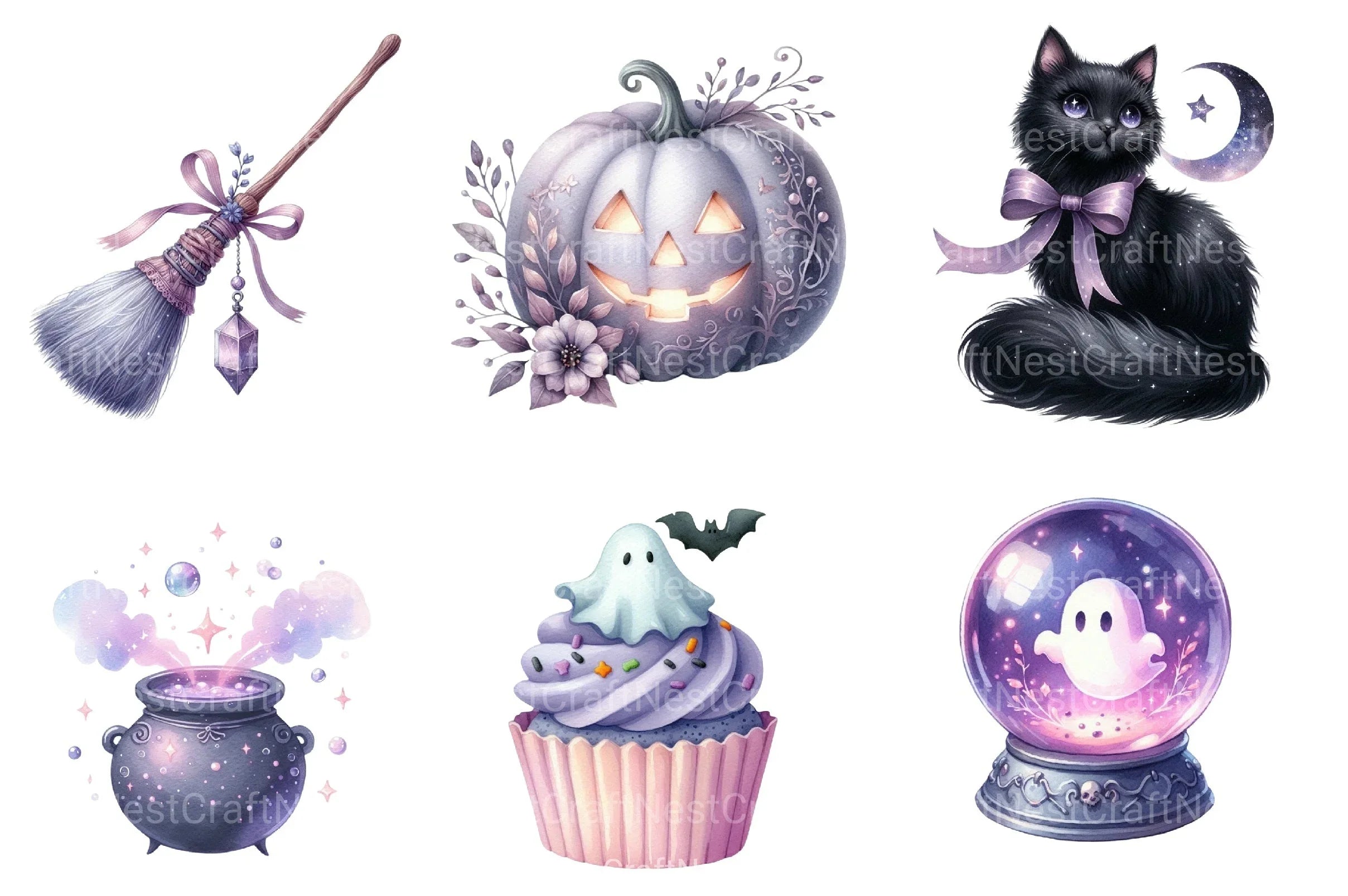 Green & White Halloween Clipart Bundle 2 - CraftNest - Digital Crafting and Art