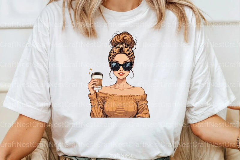 Leopard Mama Coffee Mom Bun Clipart Bundle for Mother's Day 2 - CraftNest - Digital Crafting and Art