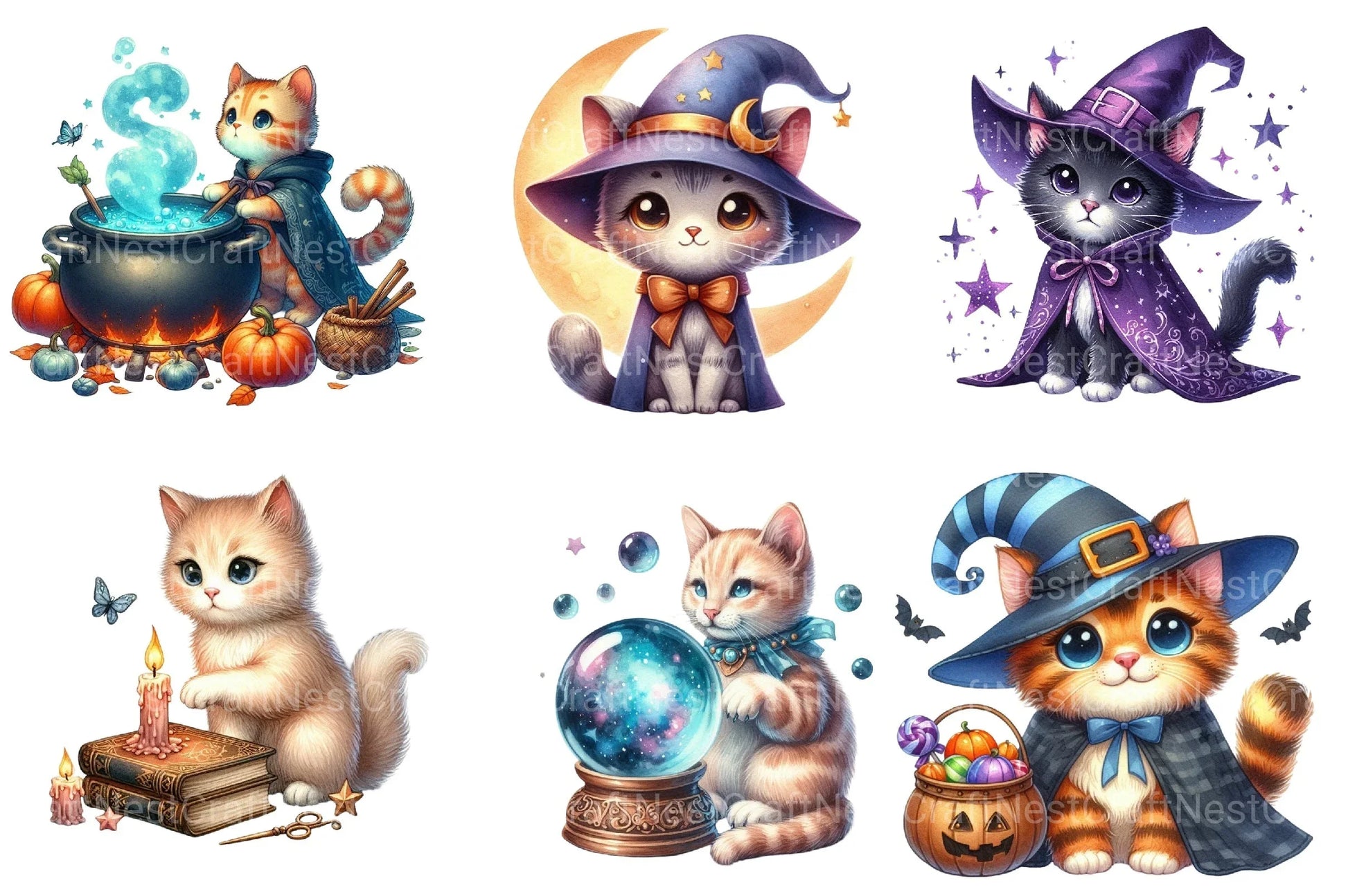 Witch Cats Clipart Bundle - CraftNest - Digital Crafting and Art