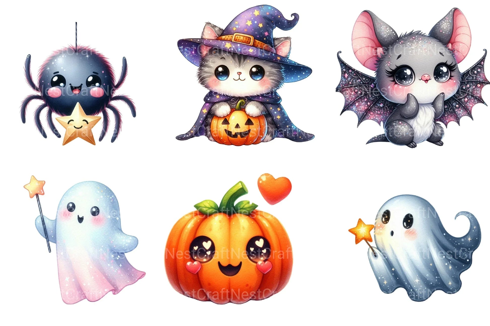 Kawaii Halloween Clipart Bundle 32 - CraftNest - Digital Crafting and Art