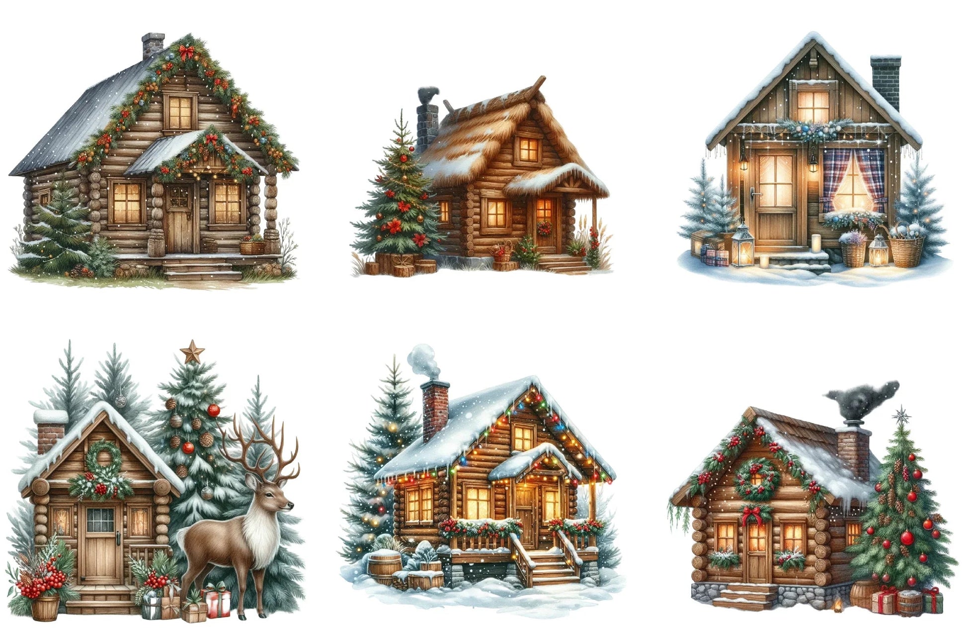 Winter Christmas Cabin Clipart Bundle - CraftNest - Digital Crafting and Art