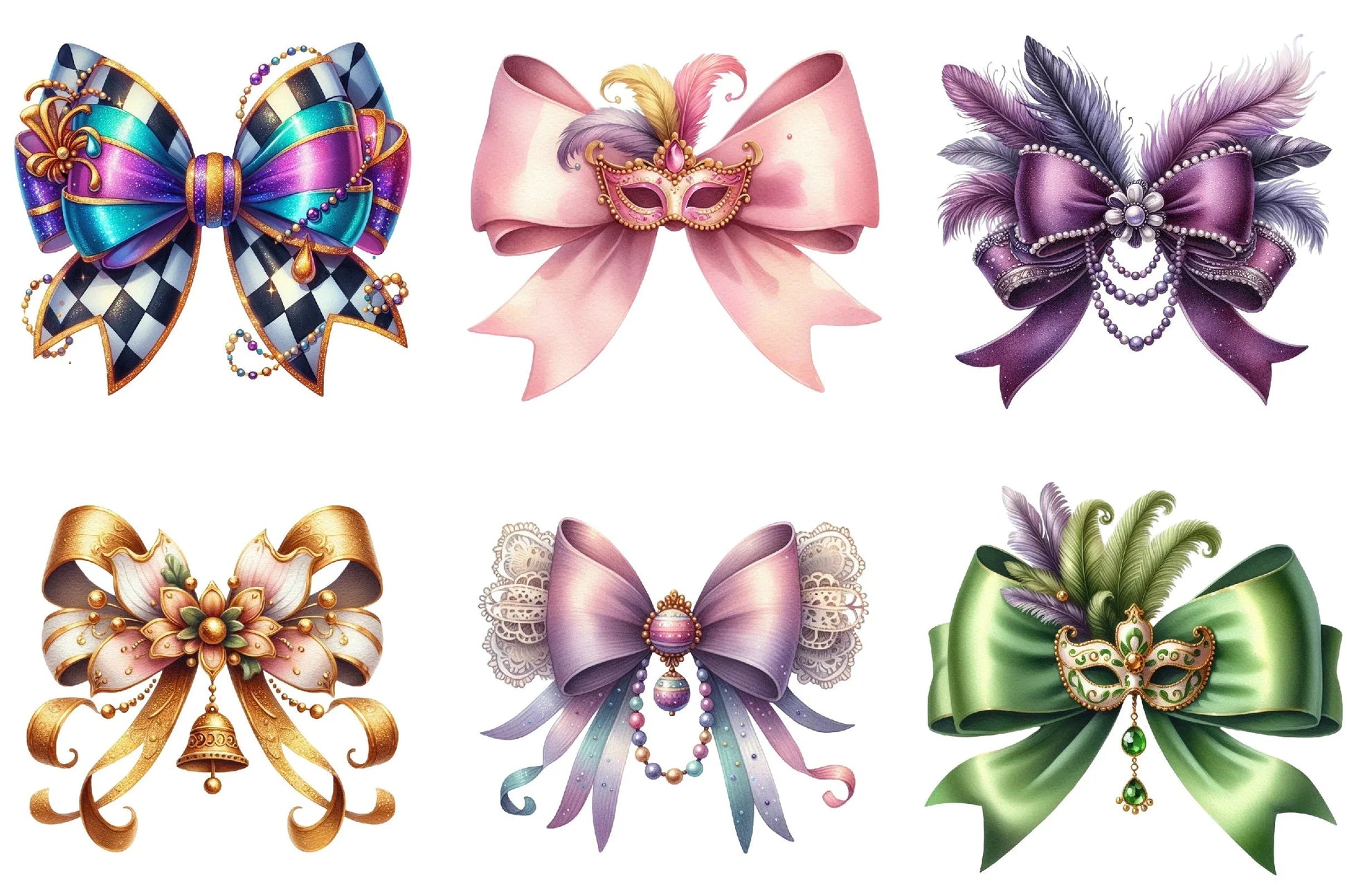 Mardi Gras Coquette Bow Clipart Bundle - CraftNest - Digital Crafting and Art