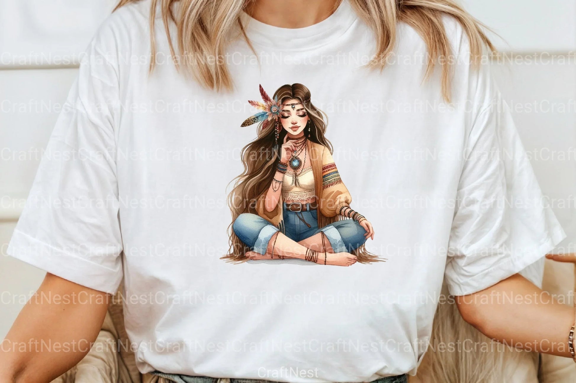 Tribal Boho Girl Clipart Bundle 1 - CraftNest - Digital Crafting and Art