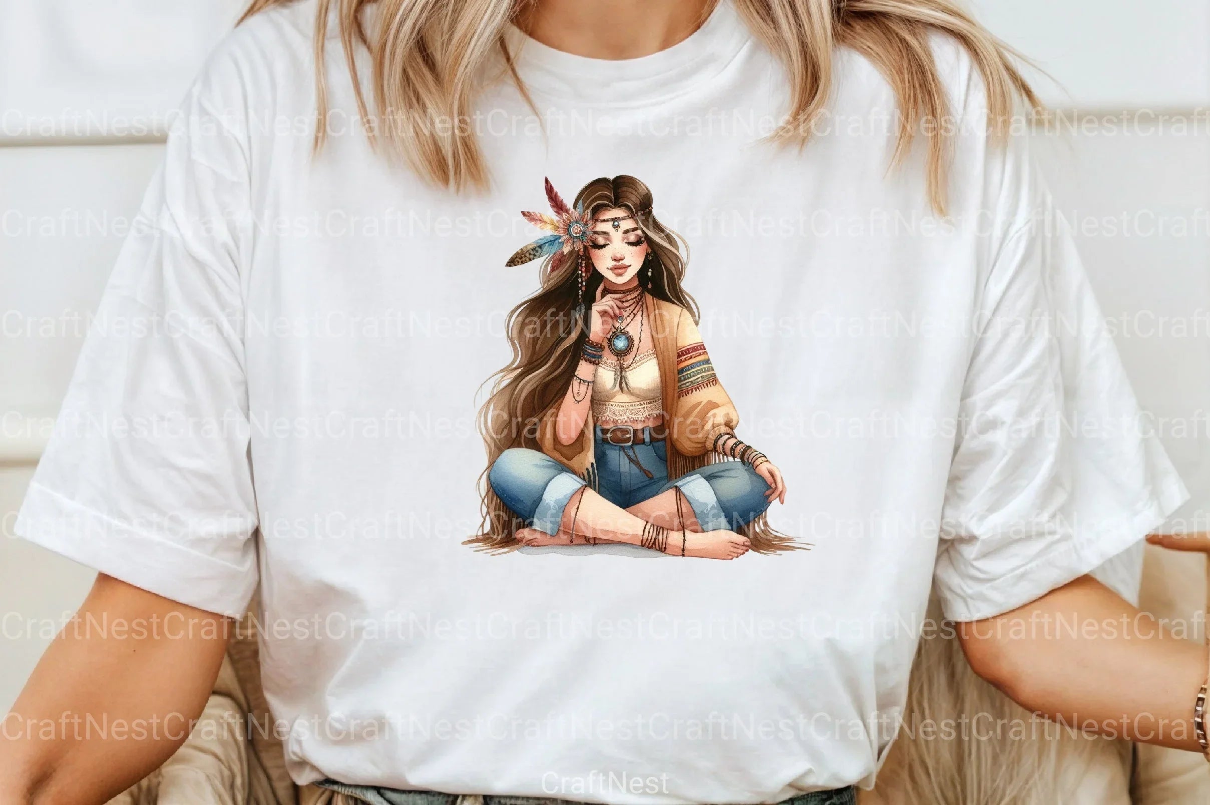 Tribal Boho Girl Clipart Bundle 1 - CraftNest - Digital Crafting and Art