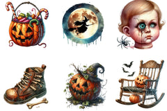 Vintage Creepy Halloween Clipart Bundle - CraftNest - Digital Crafting and Art