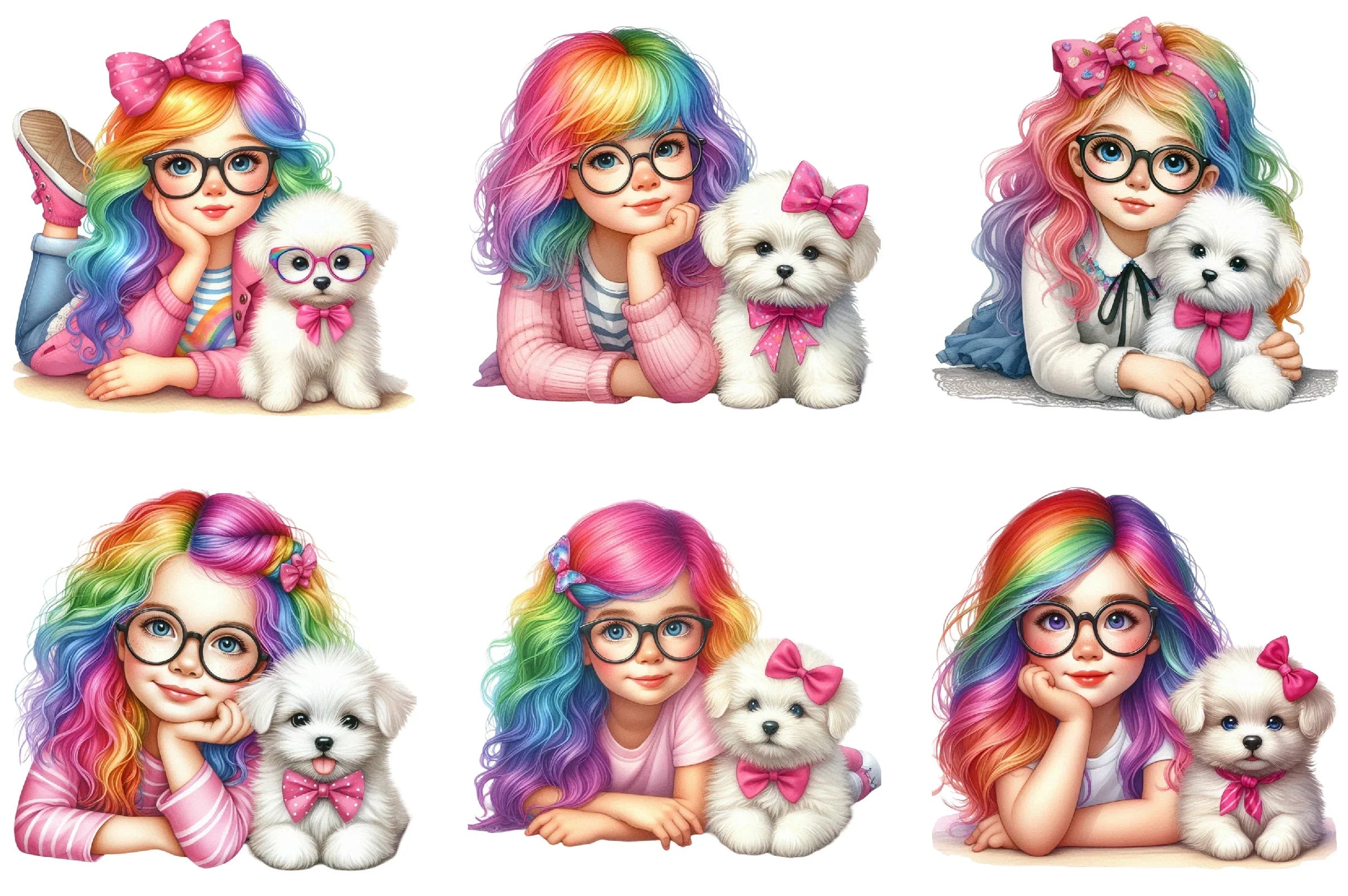 Quirky Girl Cute Whimsical Clipart Bundle - CraftNest - Digital Crafting and Art