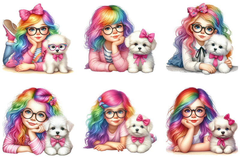 Quirky Girl Cute Whimsical Clipart Bundle - CraftNest - Digital Crafting and Art