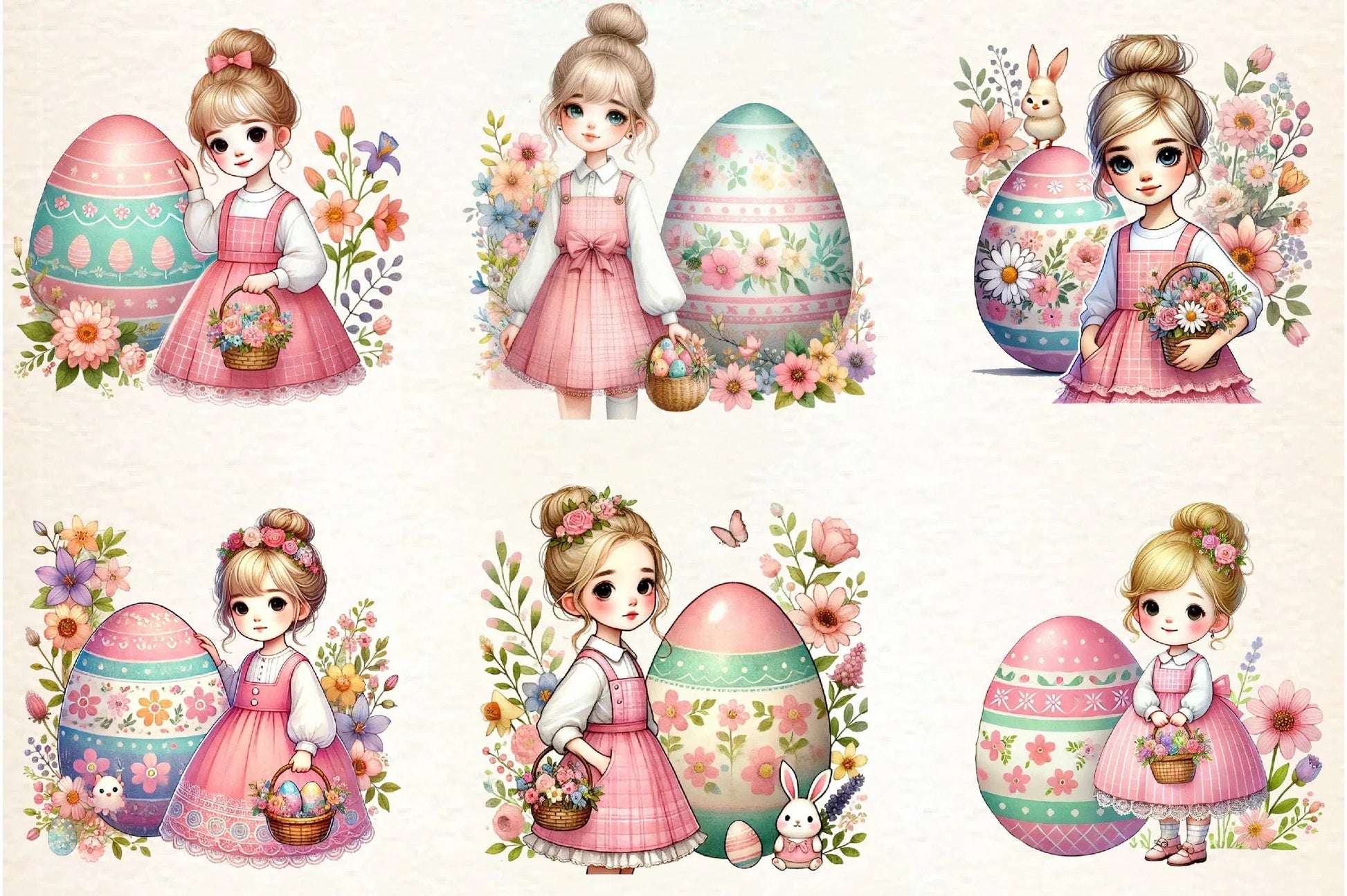 Pastel Easter Bunny & Eggs Clipart Bundle - CraftNest - Digital Crafting and Art