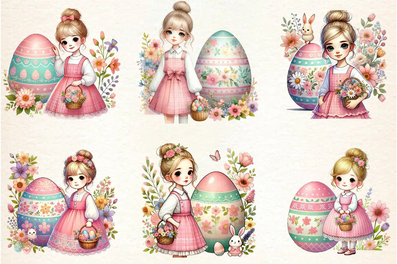 Pastel Easter Bunny & Eggs Clipart Bundle - CraftNest - Digital Crafting and Art