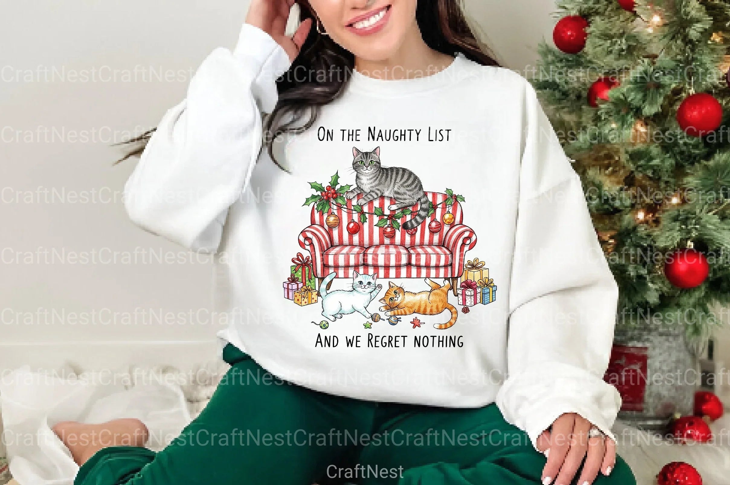 Vintage Christmas Cat Clipart Bundle