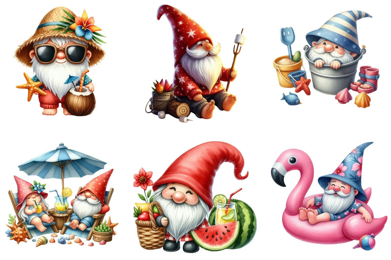 Summer Vacation Gnomes Beach Clipart Bundle - CraftNest - Digital Crafting and Art