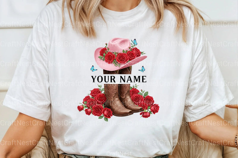 Pink Cowgirl Hat & Boots Monogram Clipart Bundle - CraftNest - Digital Crafting and Art