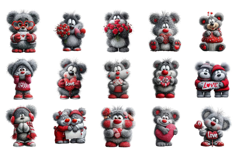 Valentine Bear Clipart Bundle - CraftNest - Digital Crafting and Art